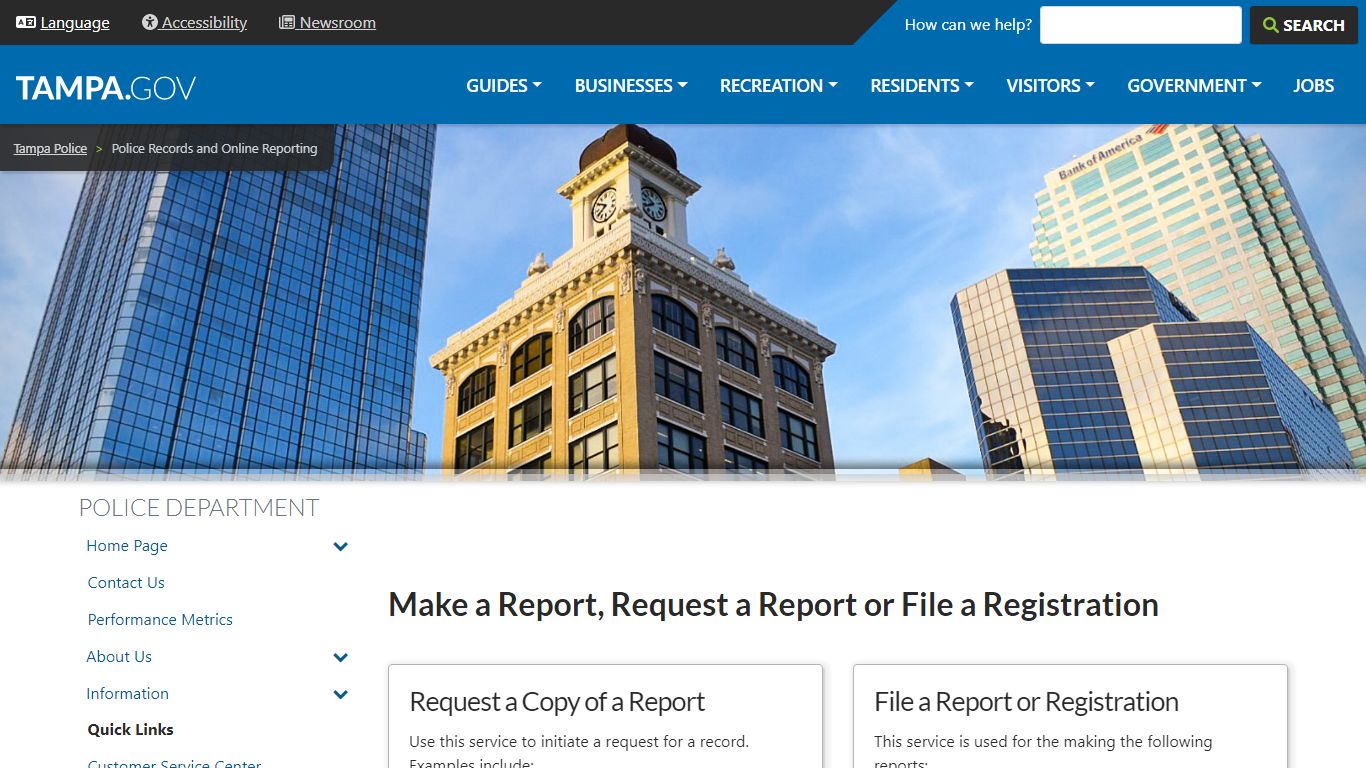 Police Records and Online Reporting | City of Tampa